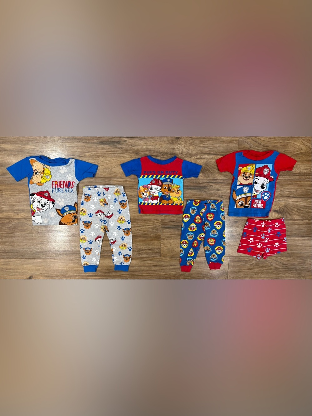 Paw Patrol Blue & Red Kids One-Piece Sets with Character Prints
